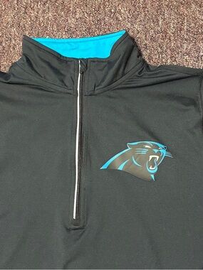 Black Quarter-Zip Pullover with Teal Carolina Panthers Logo